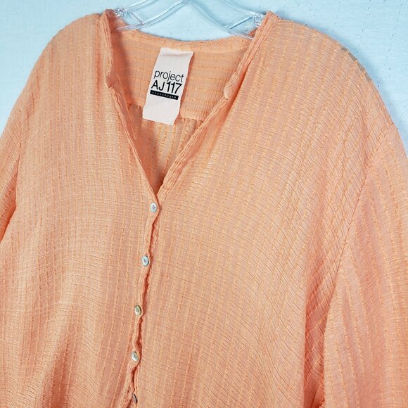 Project AJ117 Copenhagen Blouse Top Button Front Rayon Peach Minimalist size XL - Picture 3 of 14